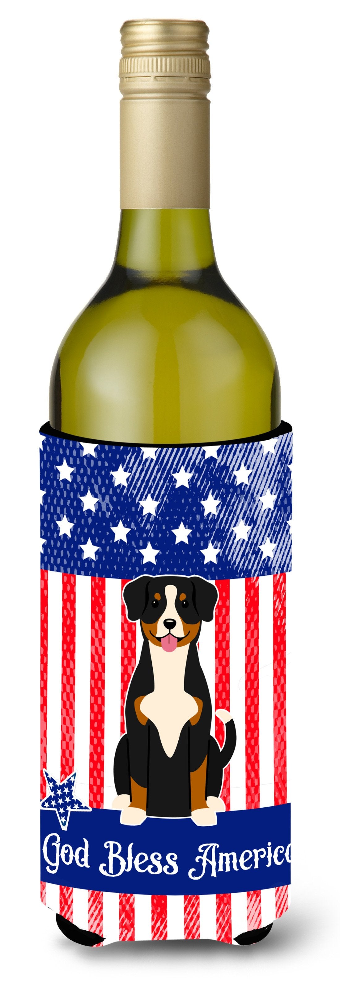 Patriotic USA Entlebucher Wine Bottle Beverge Insulator Hugger BB3033LITERK by Caroline's Treasures