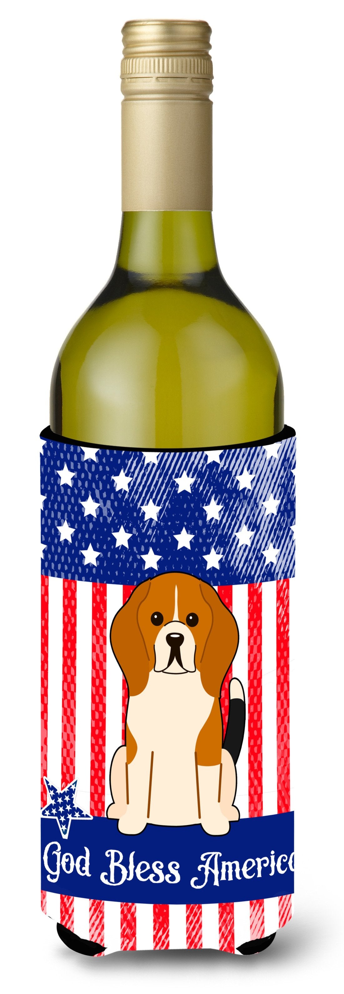 Patriotic USA Beagle Tricolor Wine Bottle Beverge Insulator Hugger by Caroline's Treasures