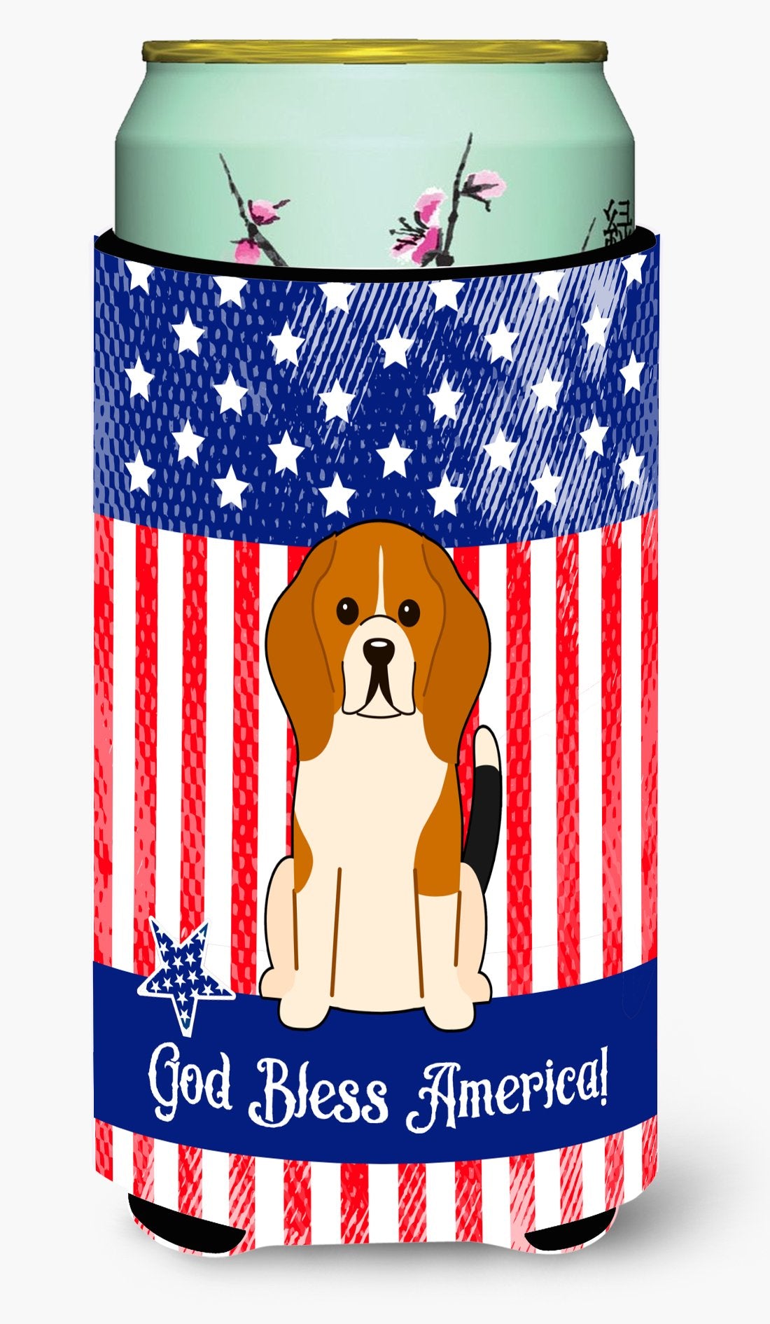 Patriotic USA Beagle Tricolor Tall Boy Beverage Insulator Hugger BB3035TBC by Caroline's Treasures