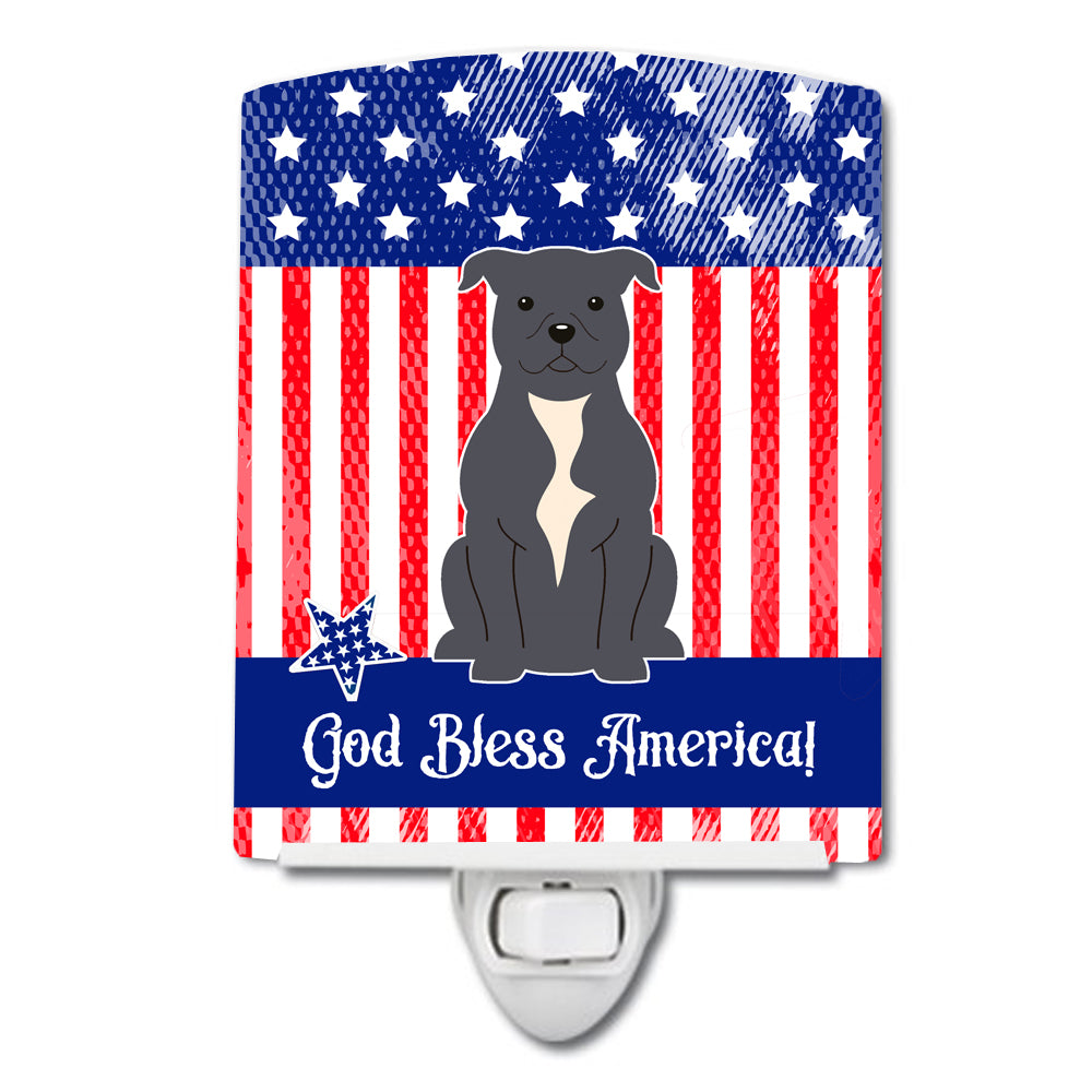 Patriotic USA Staffordshire Bull Terrier Blue Ceramic Night Light BB3041CNL - the-store.com