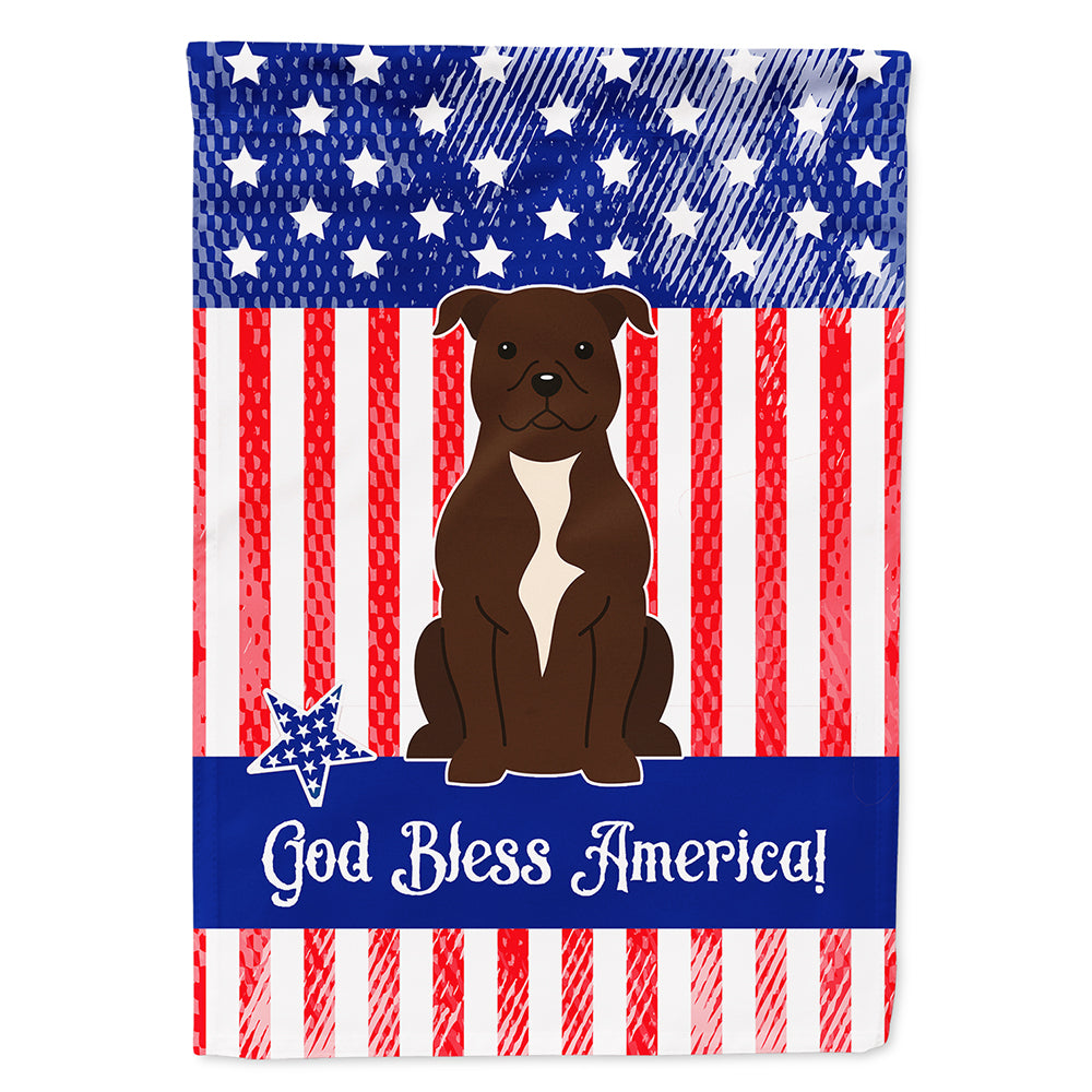 Patriotic USA Staffordshire Bull Terrier Chocolate Flag Canvas House Size