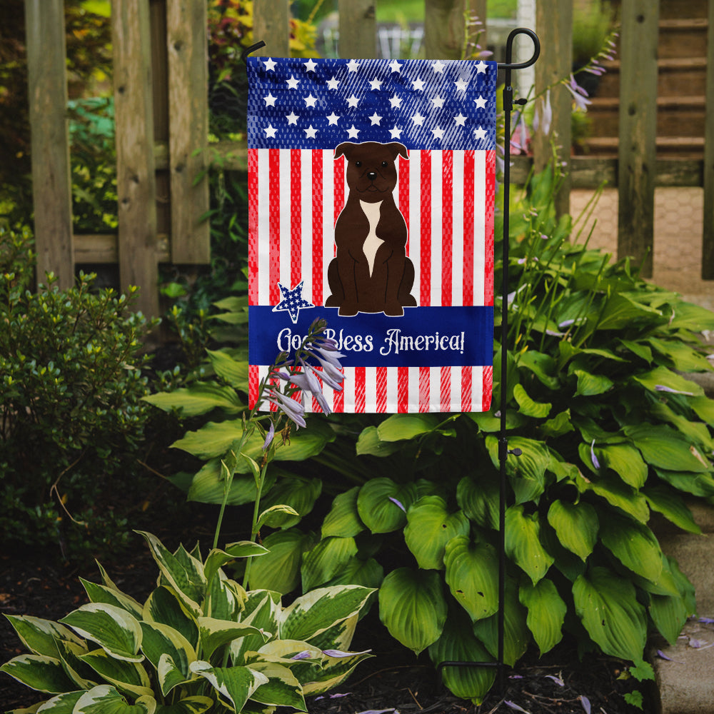 Patriotic USA Staffordshire Bull Terrier Chocolate Flag Garden Size BB3043GF