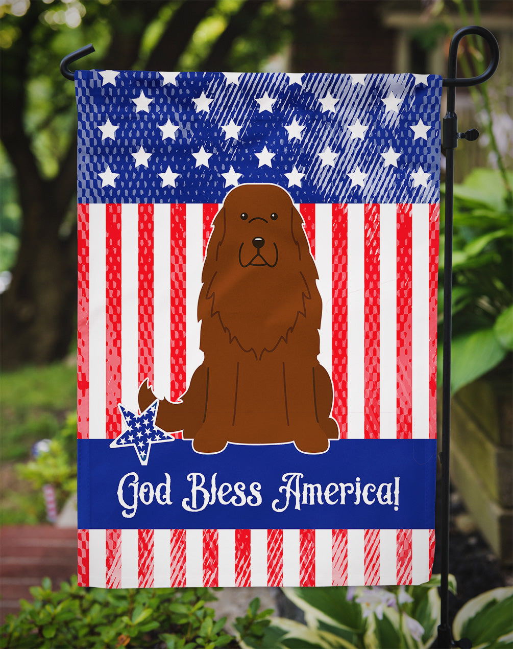 Patriotic USA Caucasian Shepherd Dog Flag Garden Size