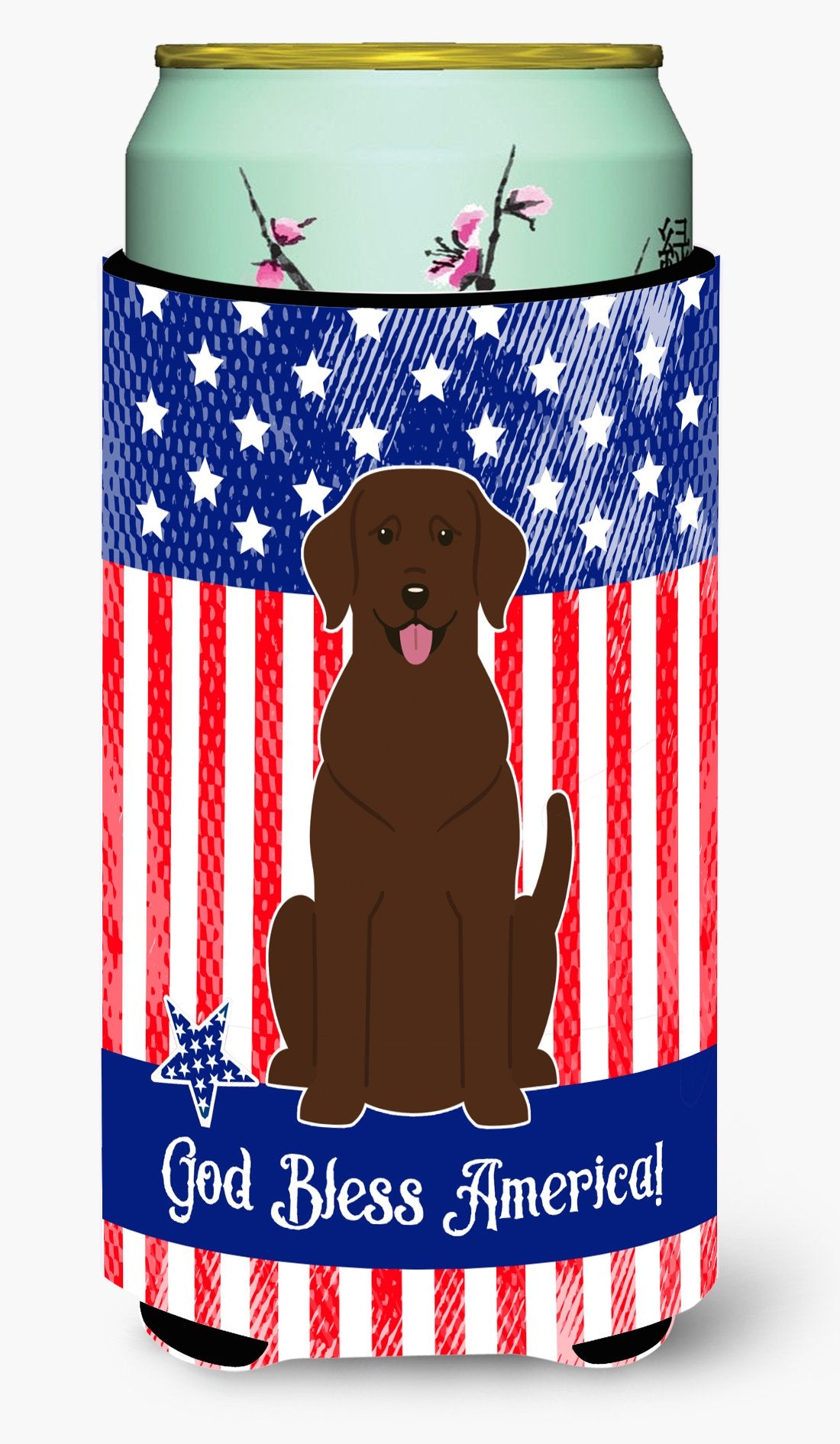 Patriotic USA Chocolate Labrador Tall Boy Beverage Insulator Hugger by Caroline's Treasures
