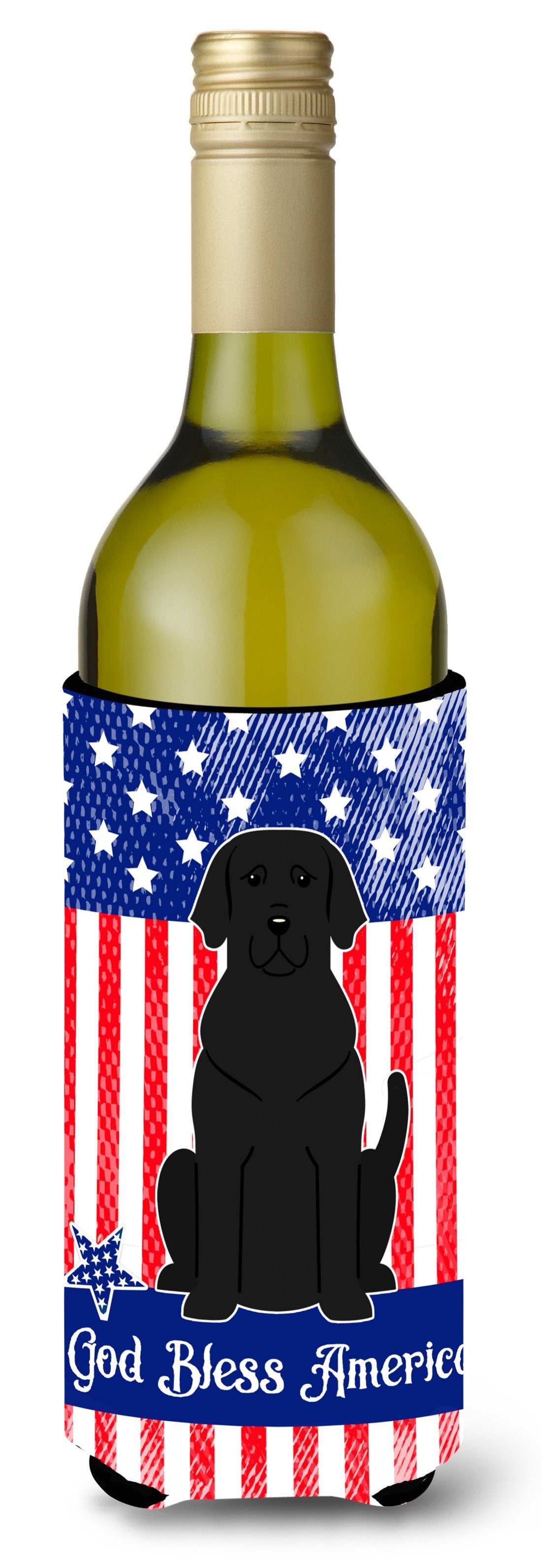 Patriotic USA Black Labrador Wine Bottle Beverge Insulator Hugger by Caroline's Treasures