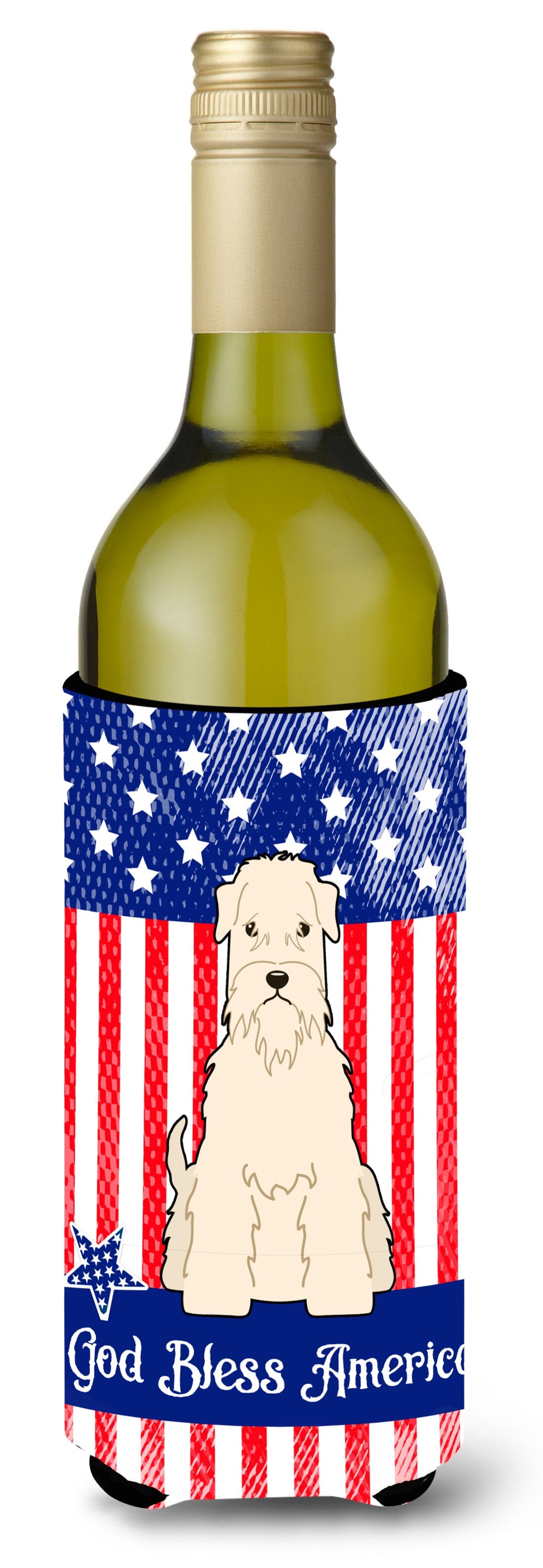 Patriotic USA Soft Coated Wheaten Terrier Wine Bottle Beverge Insulator Hugger by Caroline's Treasures