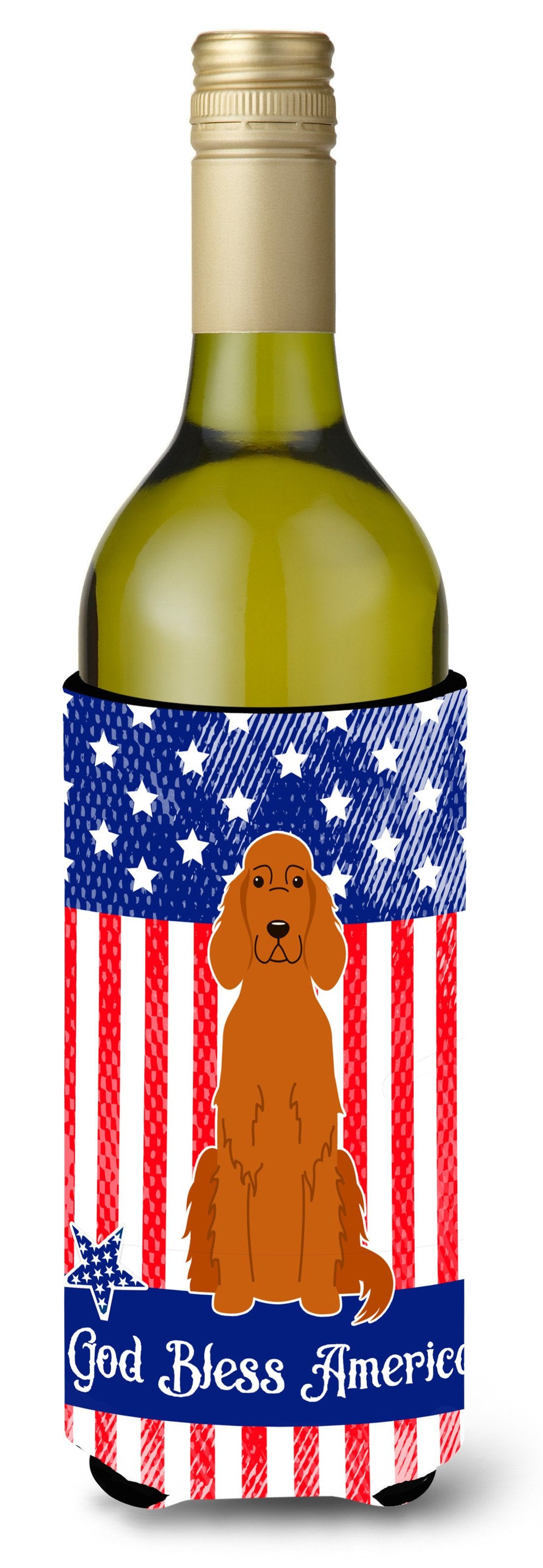 Patriotic USA Irish Setter Wine Bottle Beverge Insulator Hugger BB3059LITERK by Caroline's Treasures