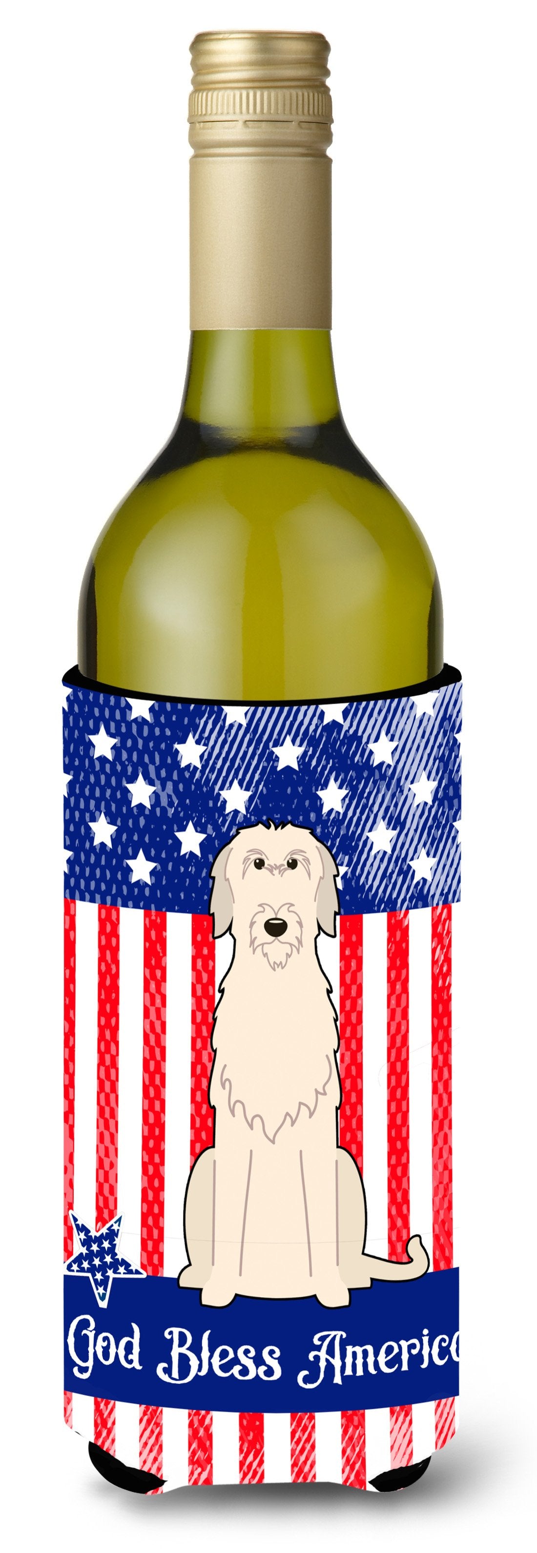 Patriotic USA Irish Wolfhound Wine Bottle Beverge Insulator Hugger by Caroline's Treasures
