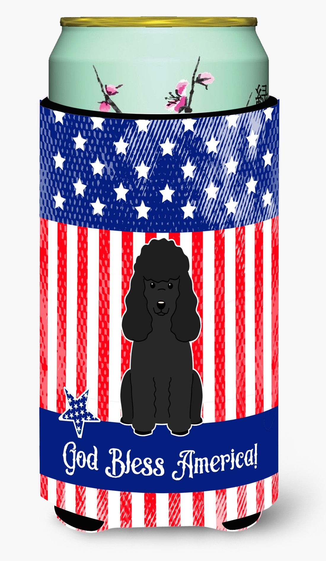 Patriotic USA Poodle Black Tall Boy Beverage Insulator Hugger by Caroline's Treasures