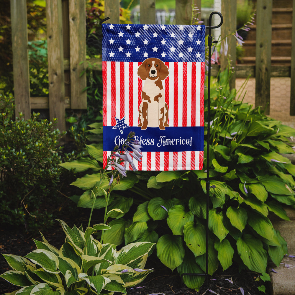 Patriotic USA Brittany Spaniel Flag Garden Size