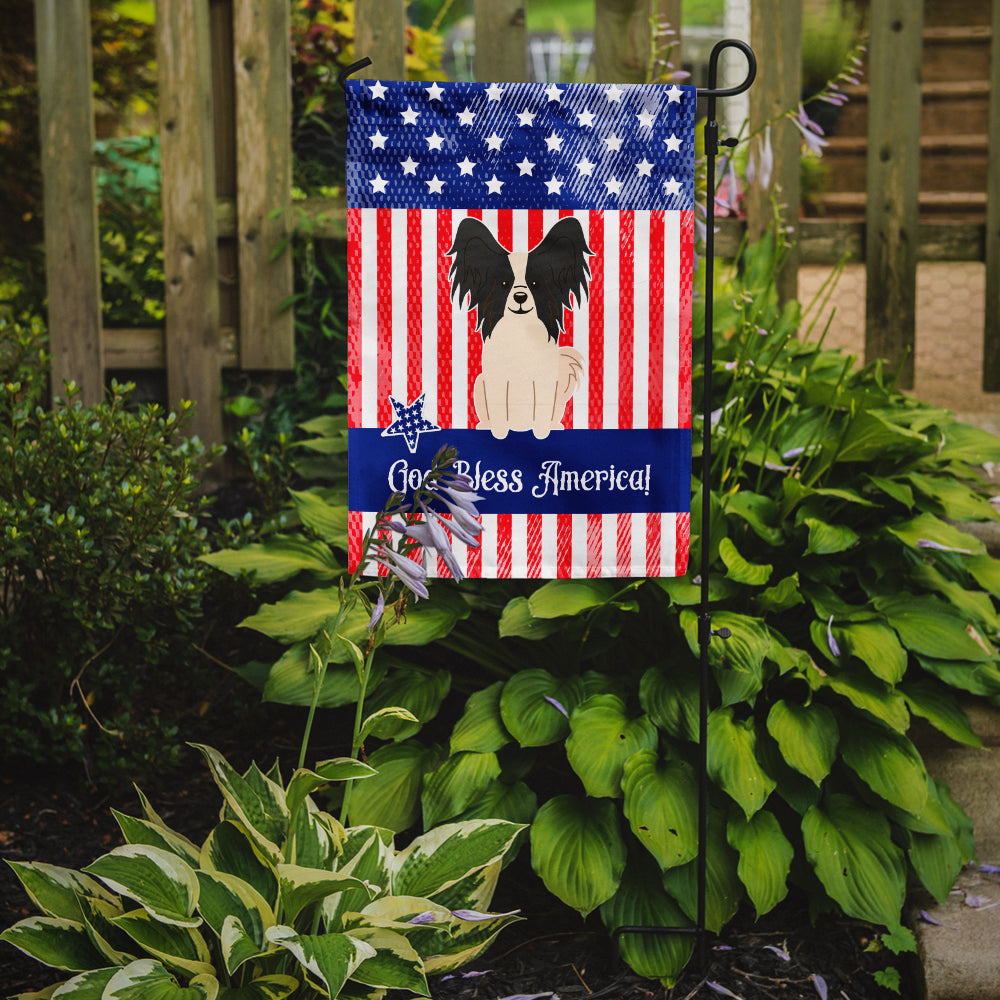Patriotic USA Papillon Black White Flag Garden Size