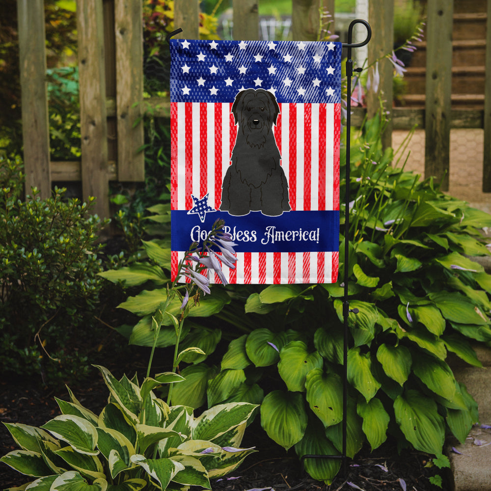 Patriotic USA Briard Black Flag Garden Size