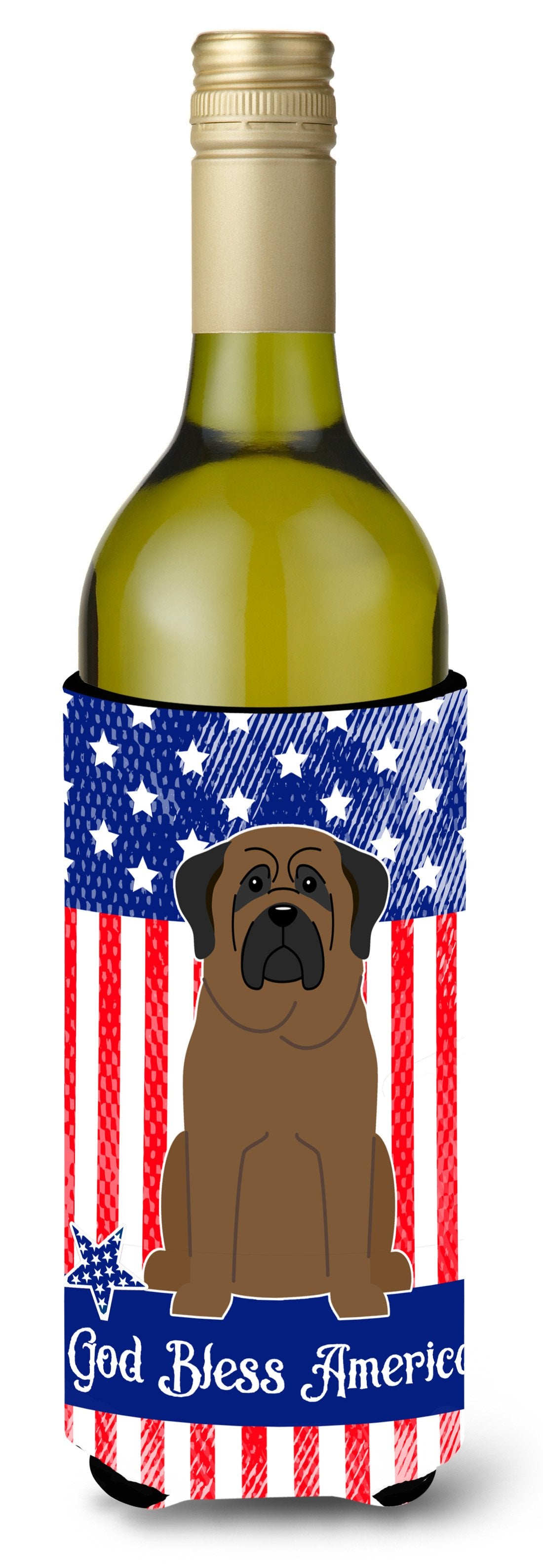 Patriotic USA Bullmastiff Wine Bottle Beverge Insulator Hugger BB3079LITERK by Caroline's Treasures