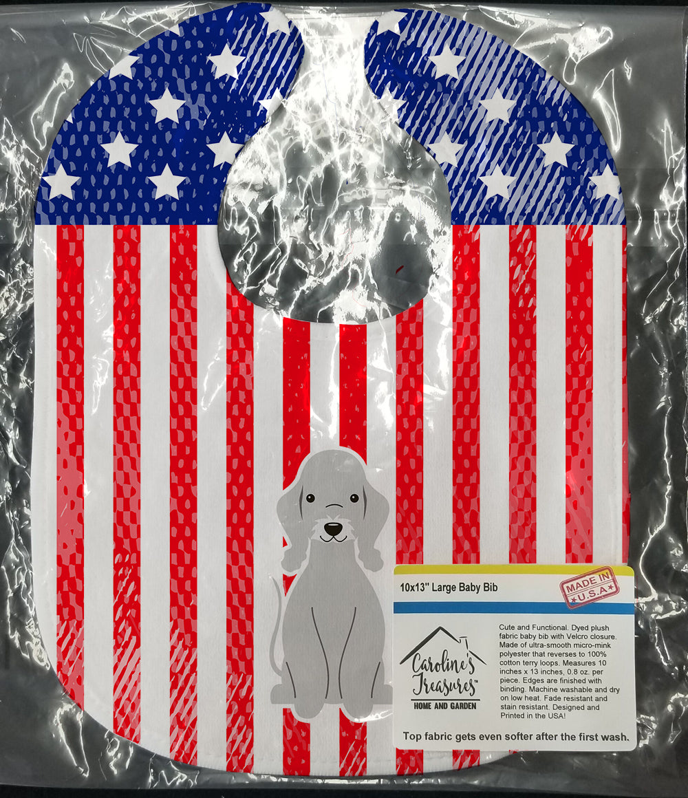 Patriotic USA Bedlington Terrier Blue Baby Bib BB3085BIB - the-store.com