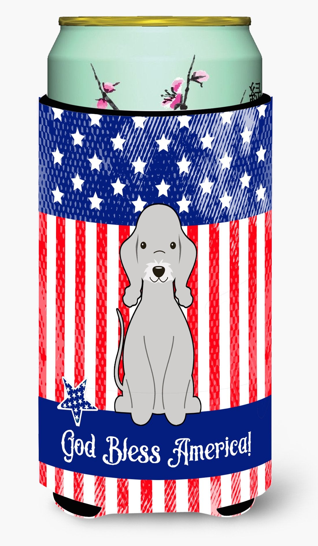 Patriotic USA Bedlington Terrier Blue Tall Boy Beverage Insulator Hugger by Caroline's Treasures
