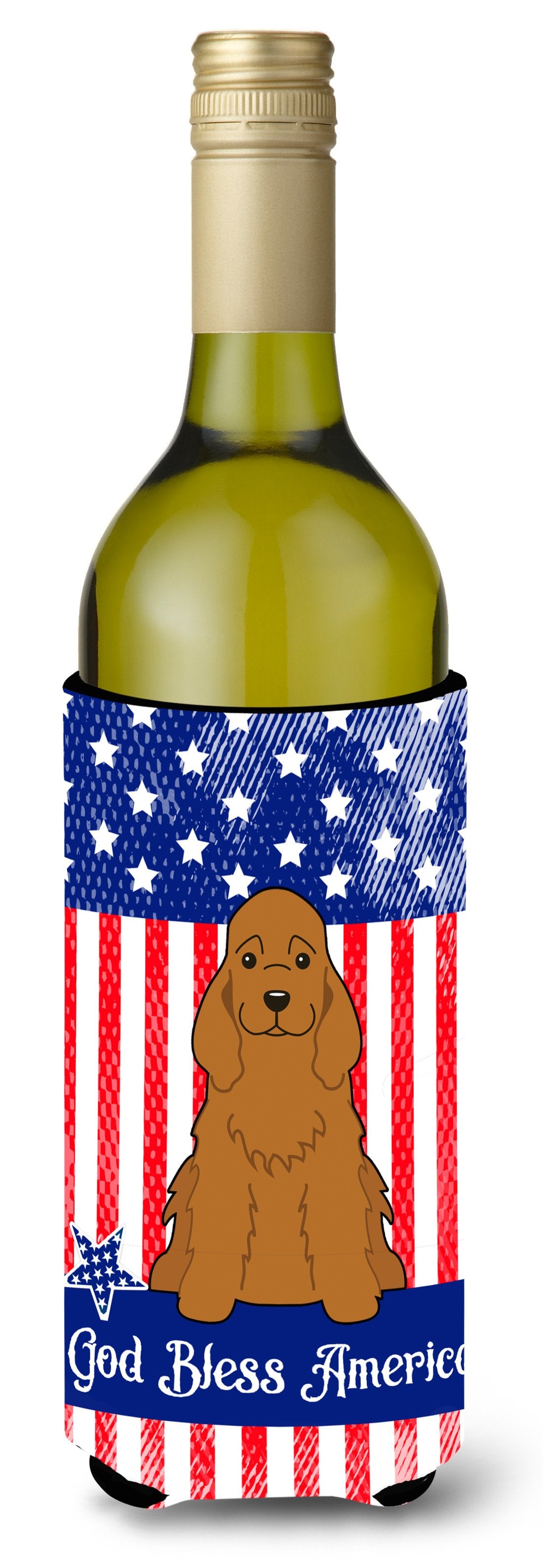 Patriotic USA Cocker Spaniel Red Wine Bottle Beverge Insulator Hugger by Caroline's Treasures