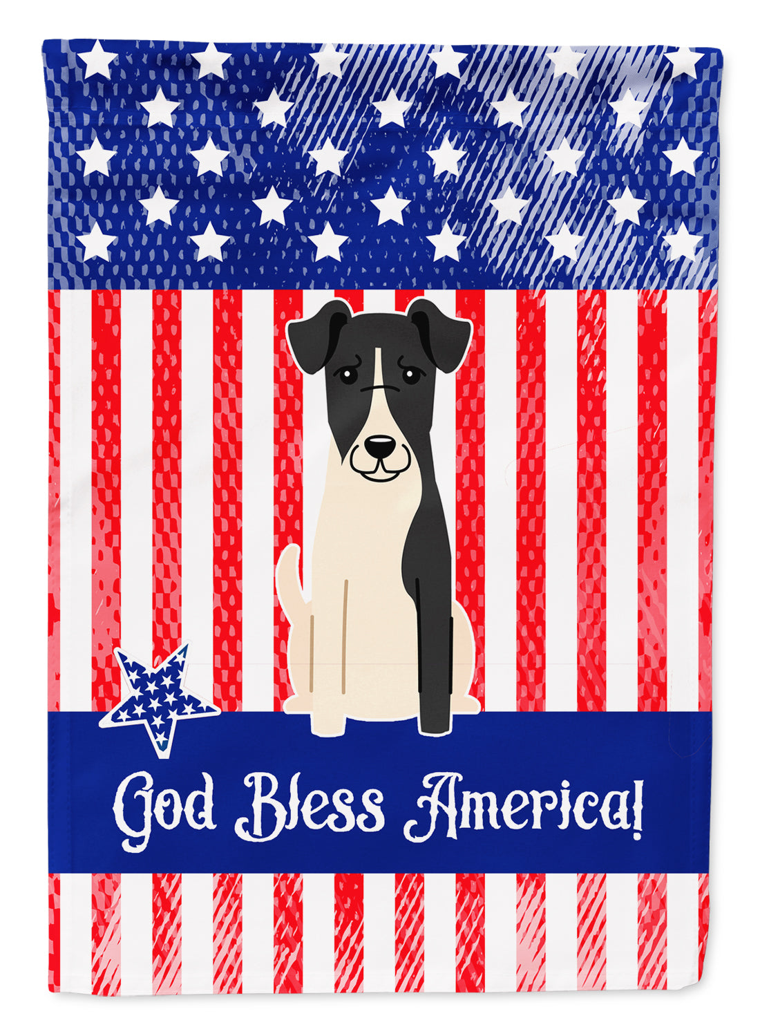 Patriotic USA Smooth Fox Terrier Flag Garden Size