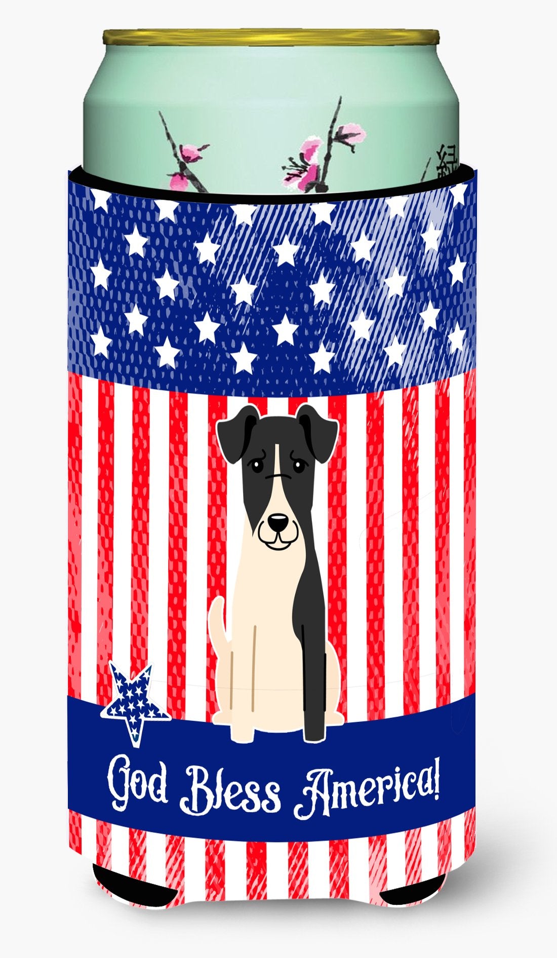 Patriotic USA Smooth Fox Terrier Tall Boy Beverage Insulator Hugger BB3093TBC by Caroline's Treasures
