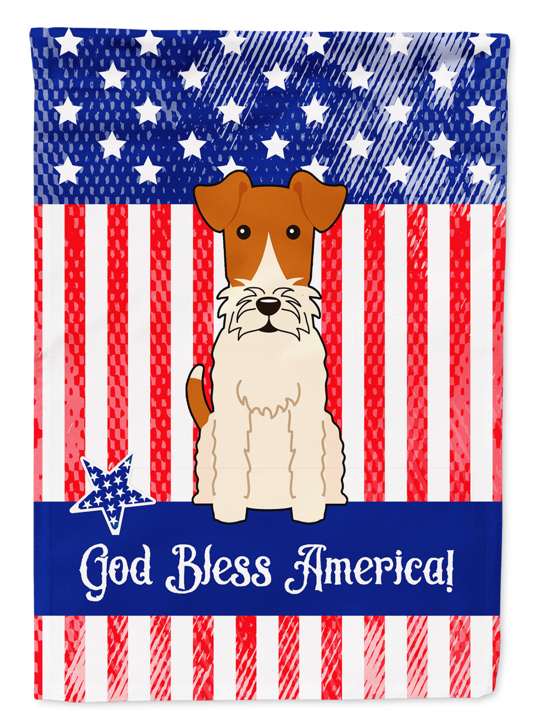 Patriotic USA Wire Fox Terrier Flag Garden Size BB3096GF