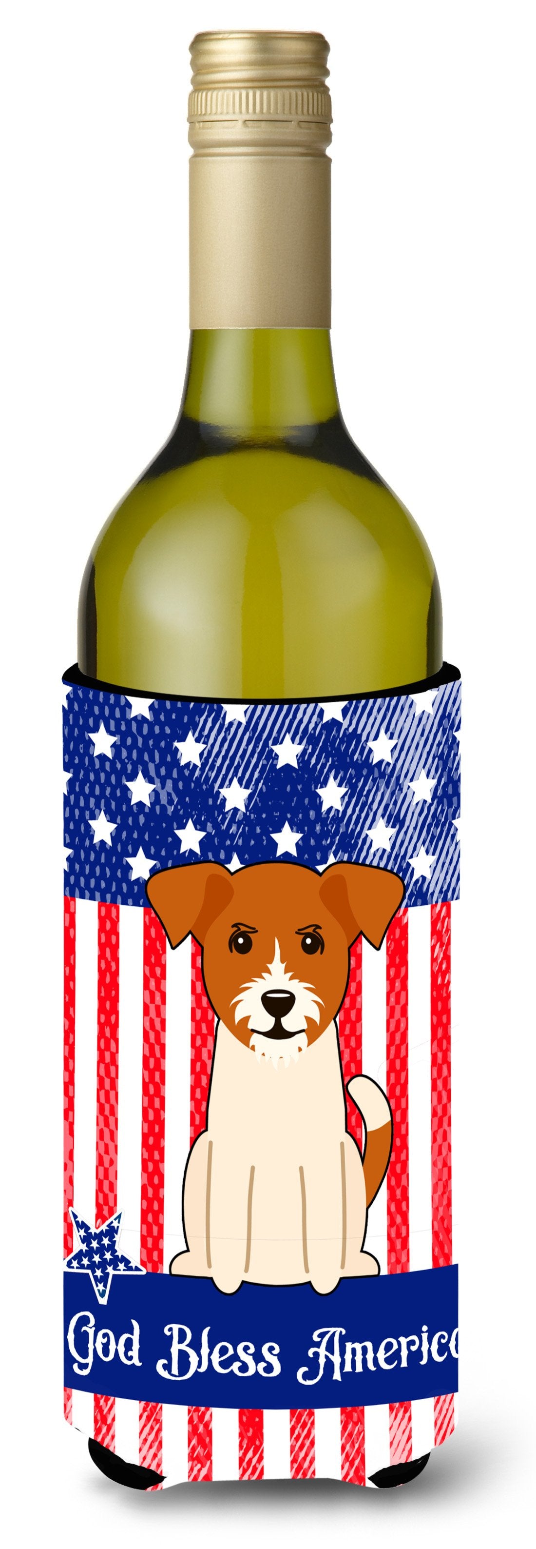 Patriotic USA Jack Russell Terrier Wine Bottle Beverge Insulator Hugger by Caroline's Treasures