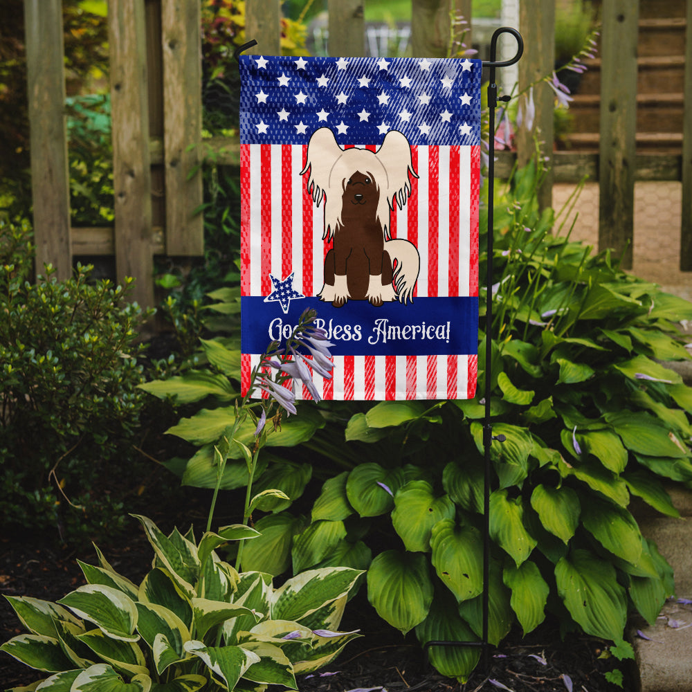 Patriotic USA Chinese Crested Cream Flag Garden Size