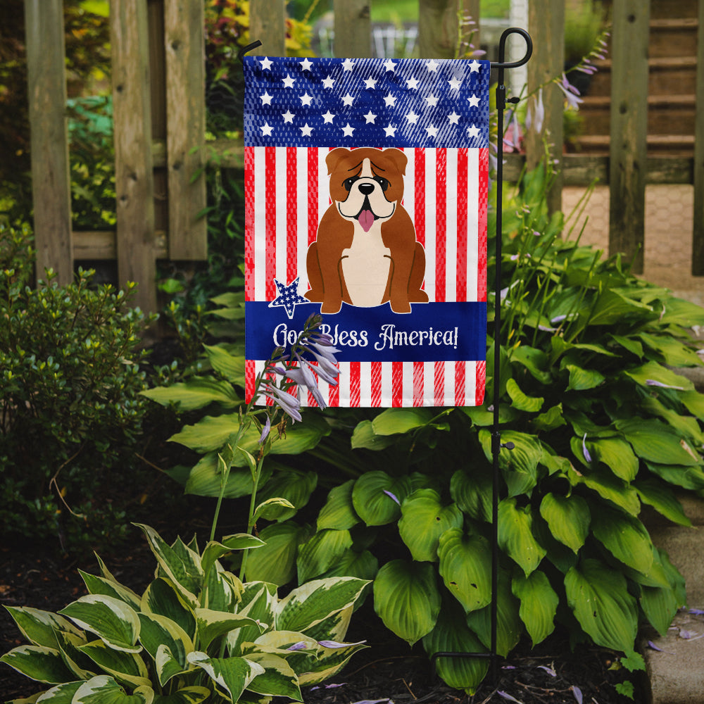 Patriotic USA English Bulldog Red White Flag Garden Size