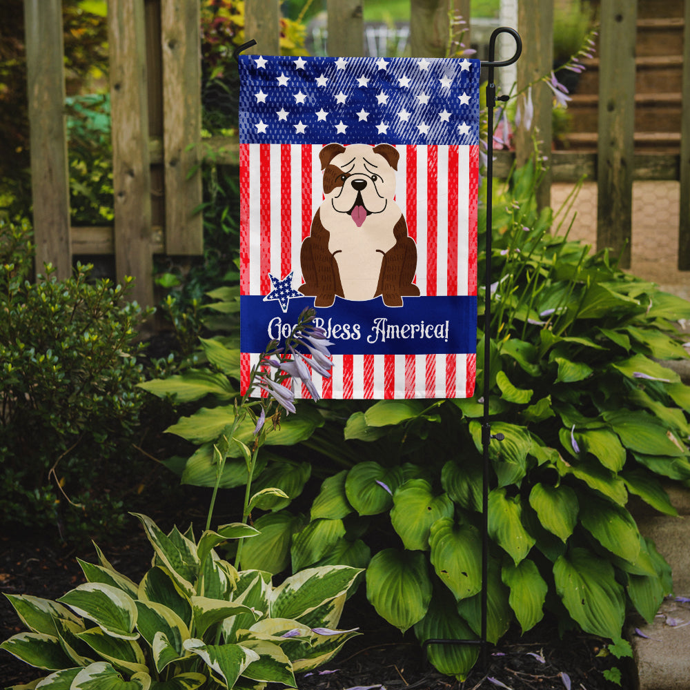 Patriotic USA English Bulldog Brindle White Flag Garden Size