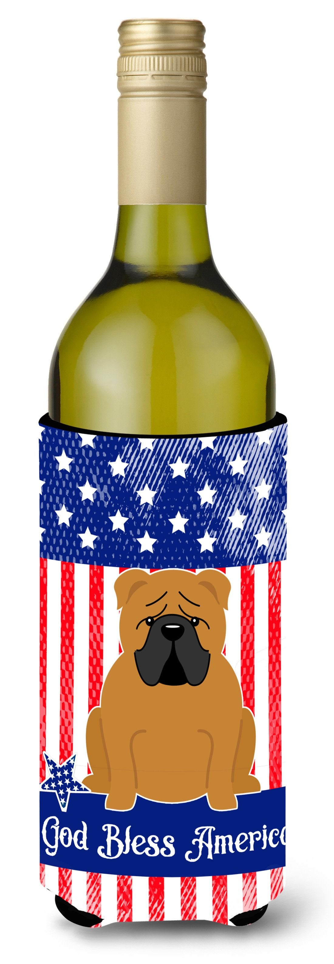 Patriotic USA English Bulldog Red Wine Bottle Beverge Insulator Hugger by Caroline's Treasures