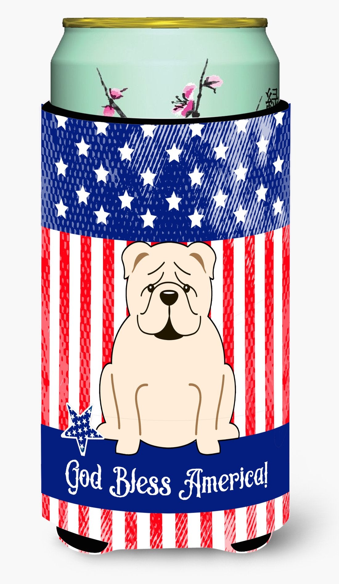 Patriotic USA English Bulldog White Tall Boy Beverage Insulator Hugger by Caroline's Treasures