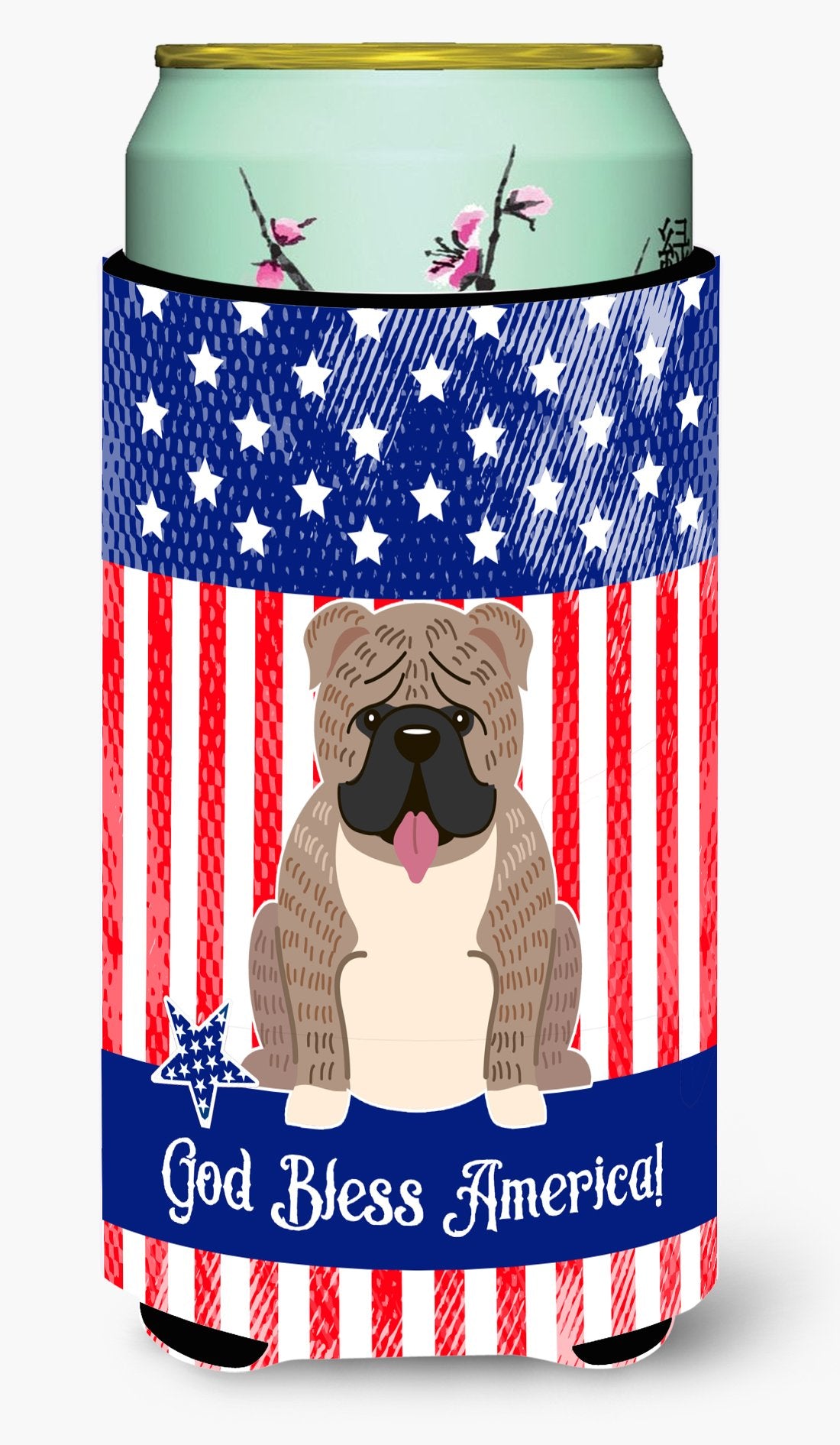Patriotic USA English Bulldog Grey Brindle Tall Boy Beverage Insulator Hugger by Caroline's Treasures