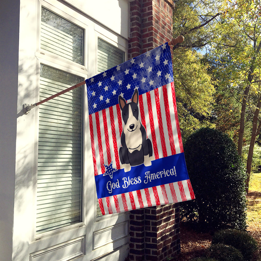 Patriotic USA Bull Terrier Black White Flag Canvas House Size BB3128CHF