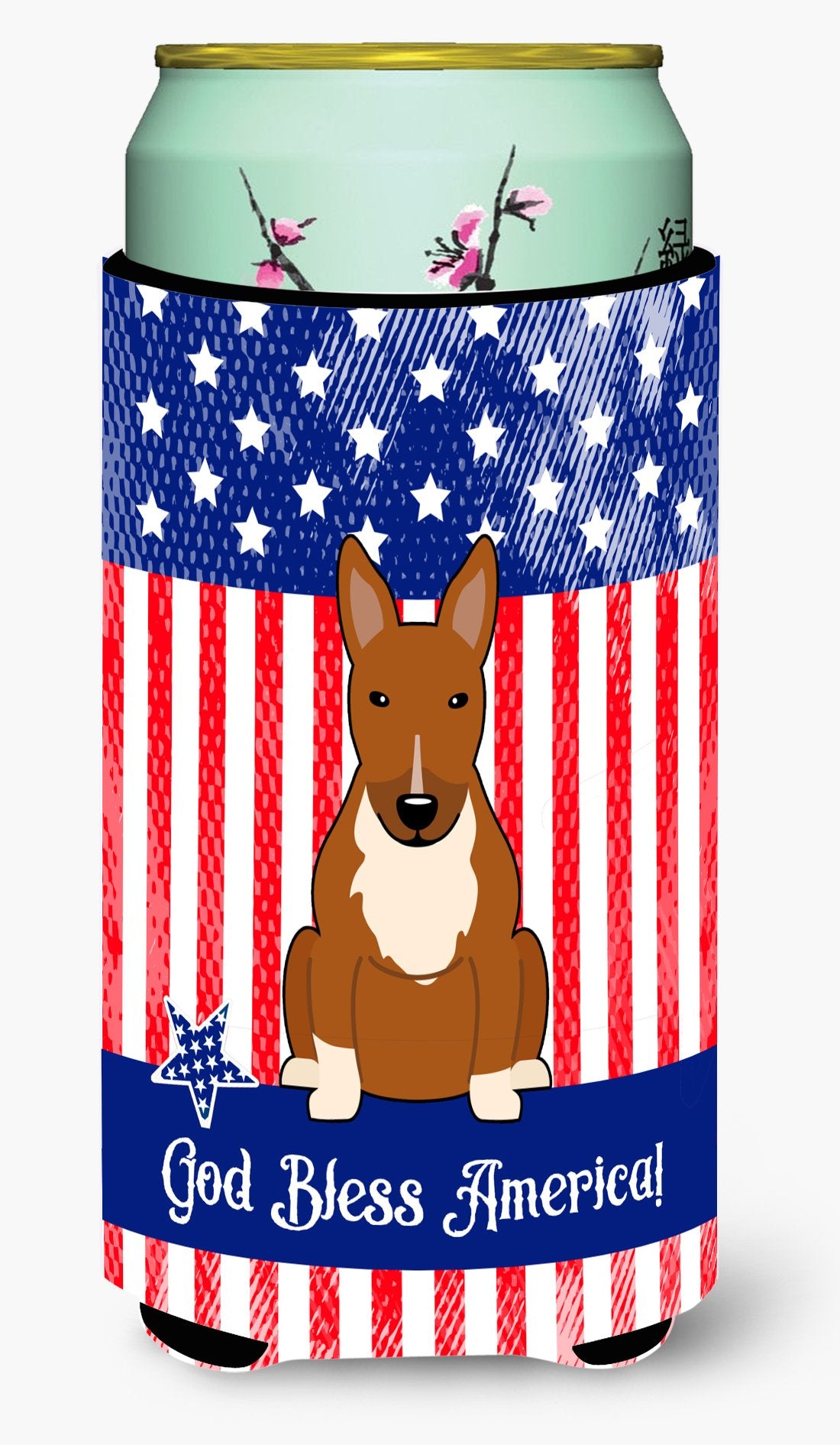 Patriotic USA Bull Terrier Red Tall Boy Beverage Insulator Hugger by Caroline's Treasures