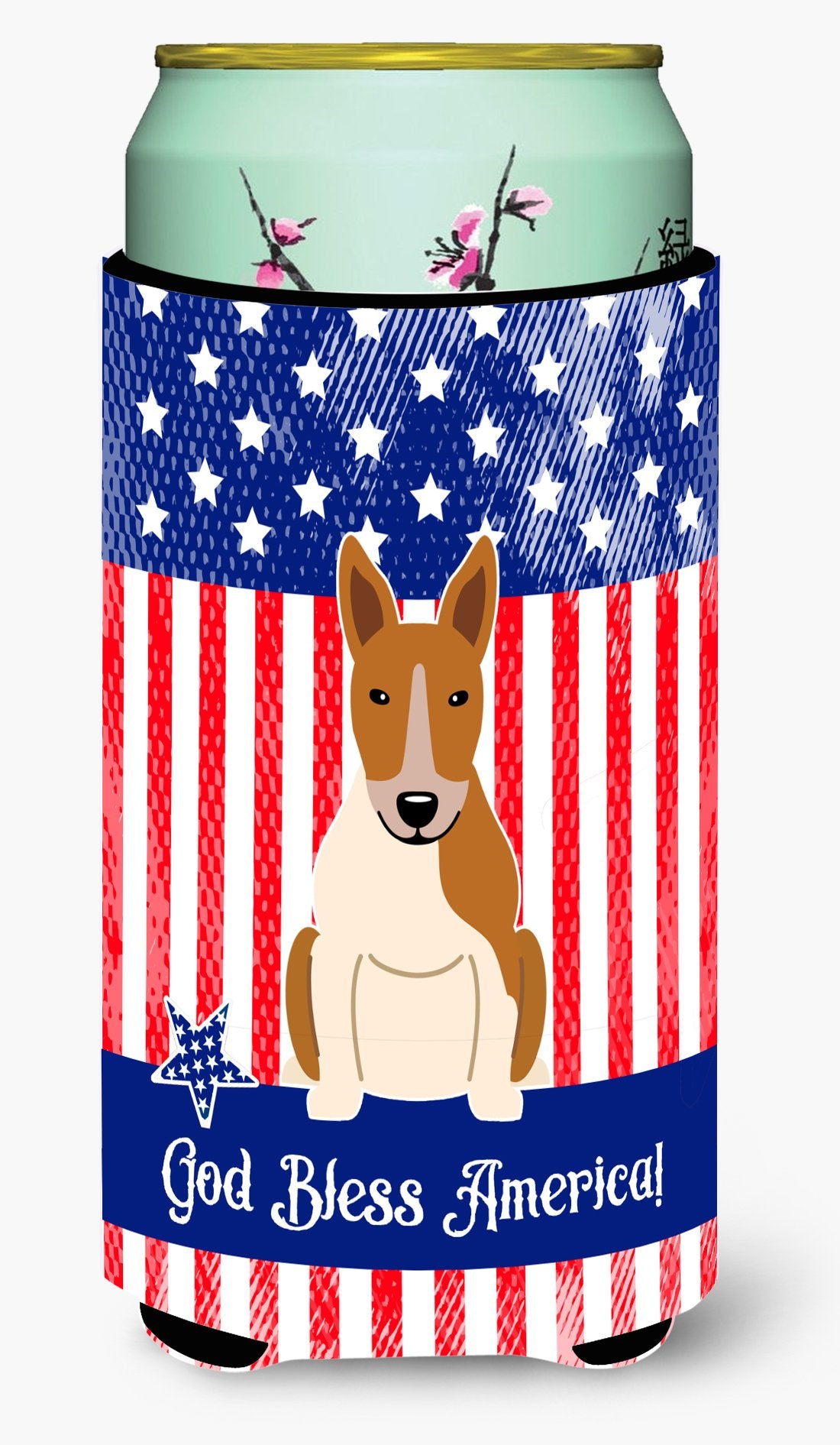 Patriotic USA Bull Terrier Red White Tall Boy Beverage Insulator Hugger BB3130TBC by Caroline's Treasures