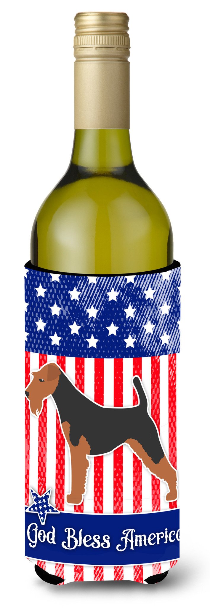 USA Patriotic Welsh Terrier Wine Bottle Beverge Insulator Hugger BB3285LITERK by Caroline's Treasures