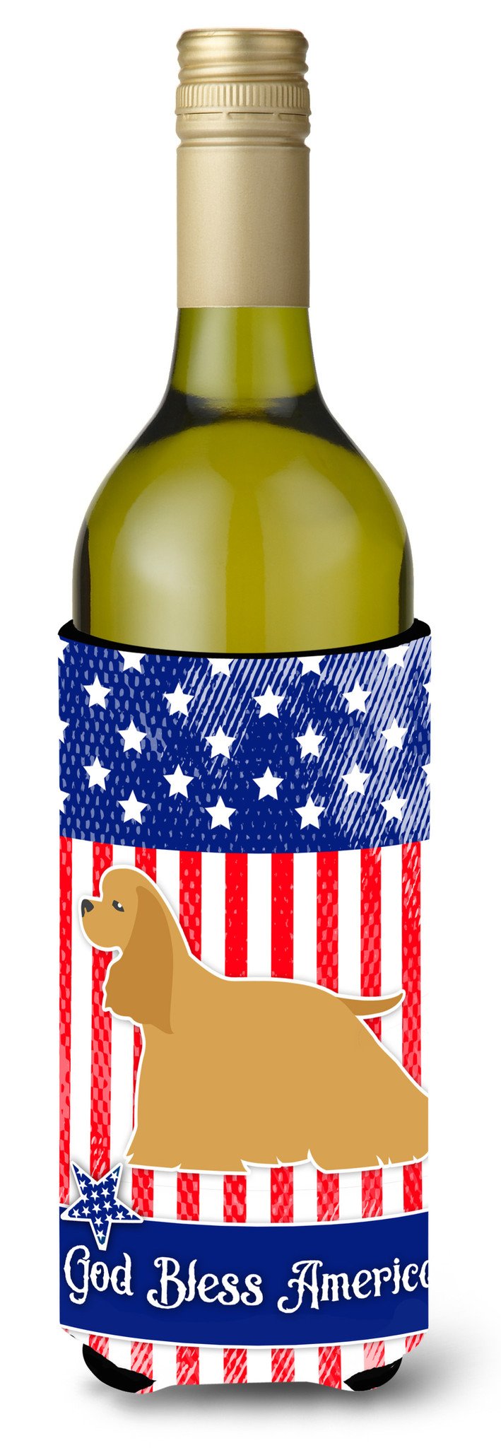 USA Patriotic Cocker Spaniel Wine Bottle Beverge Insulator Hugger BB3286LITERK by Caroline's Treasures