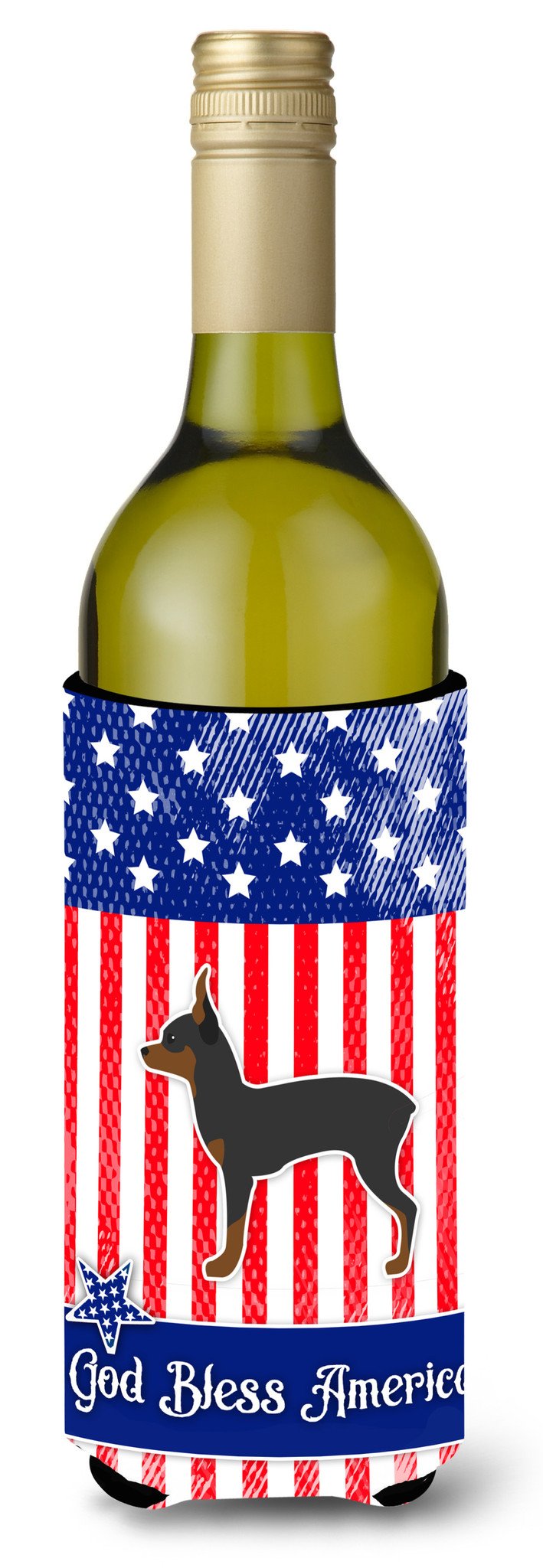 USA Patriotic Toy Fox Terrier Wine Bottle Beverge Insulator Hugger BB3287LITERK by Caroline's Treasures
