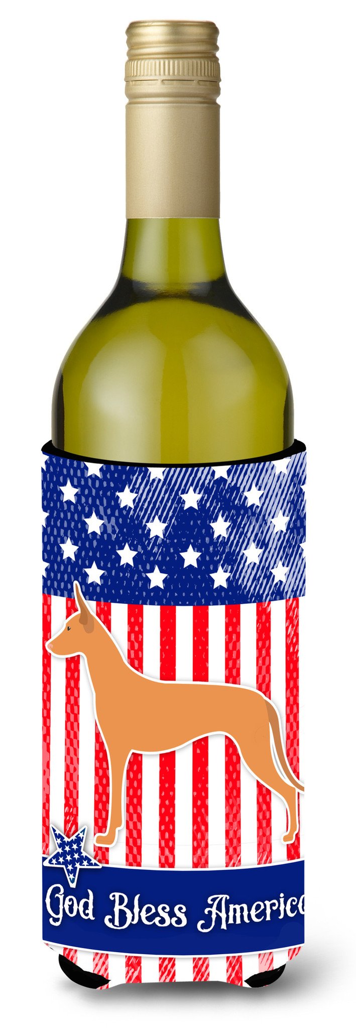 USA Patriotic Pharaoh Hound Wine Bottle Beverge Insulator Hugger BB3288LITERK by Caroline's Treasures