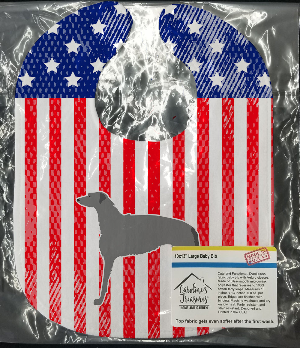 USA Patriotic Scottish Deerhound Baby Bib BB3296BIB - the-store.com