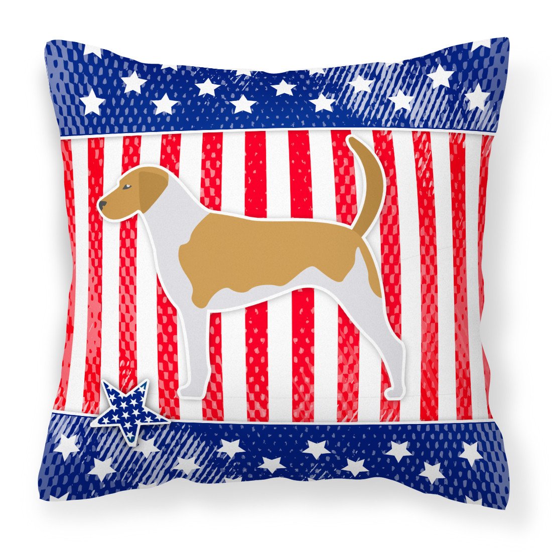 USA Patriotic American Foxhound Fabric Decorative Pillow BB3298PW1818 by Caroline's Treasures