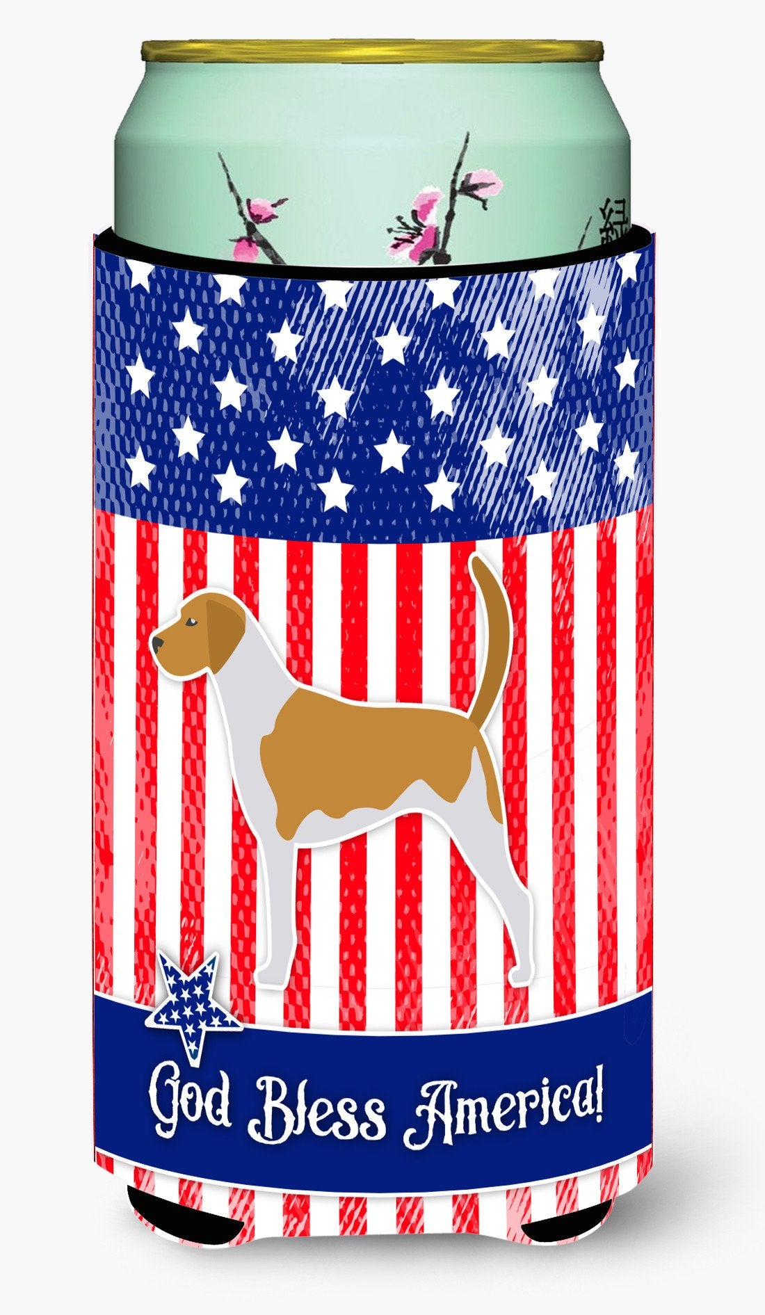 USA Patriotic American Foxhound Tall Boy Beverage Insulator Hugger BB3298TBC by Caroline's Treasures