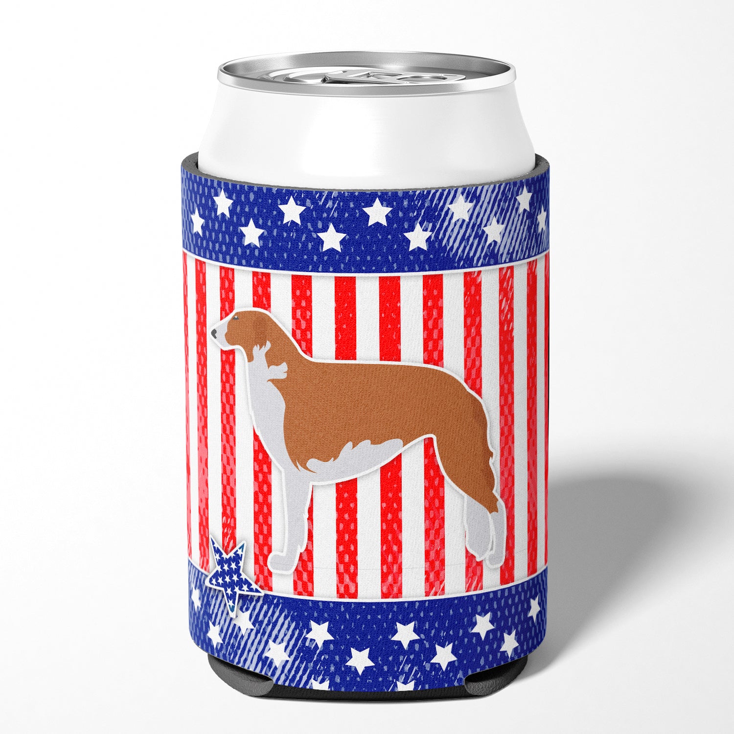 USA Patriotic Borzoi Russian Greyhound Can or Bottle Hugger BB3299CC