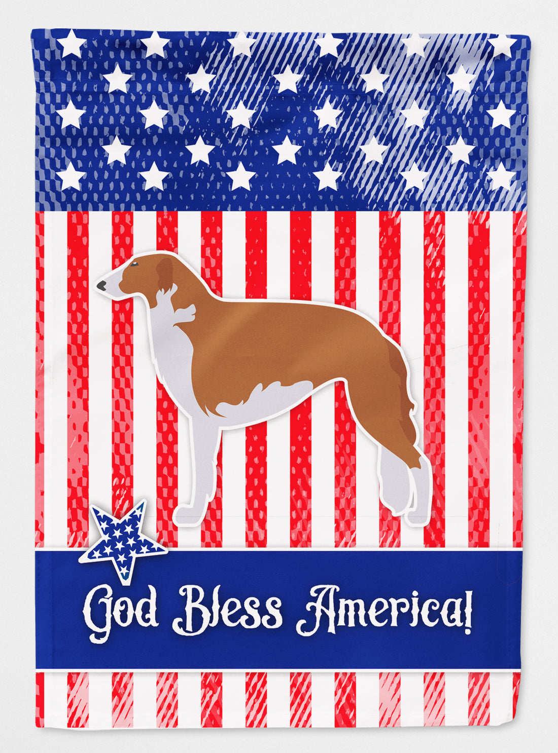 USA Patriotic Borzoi Russian Greyhound Flag Canvas House Size BB3299CHF  the-store.com.