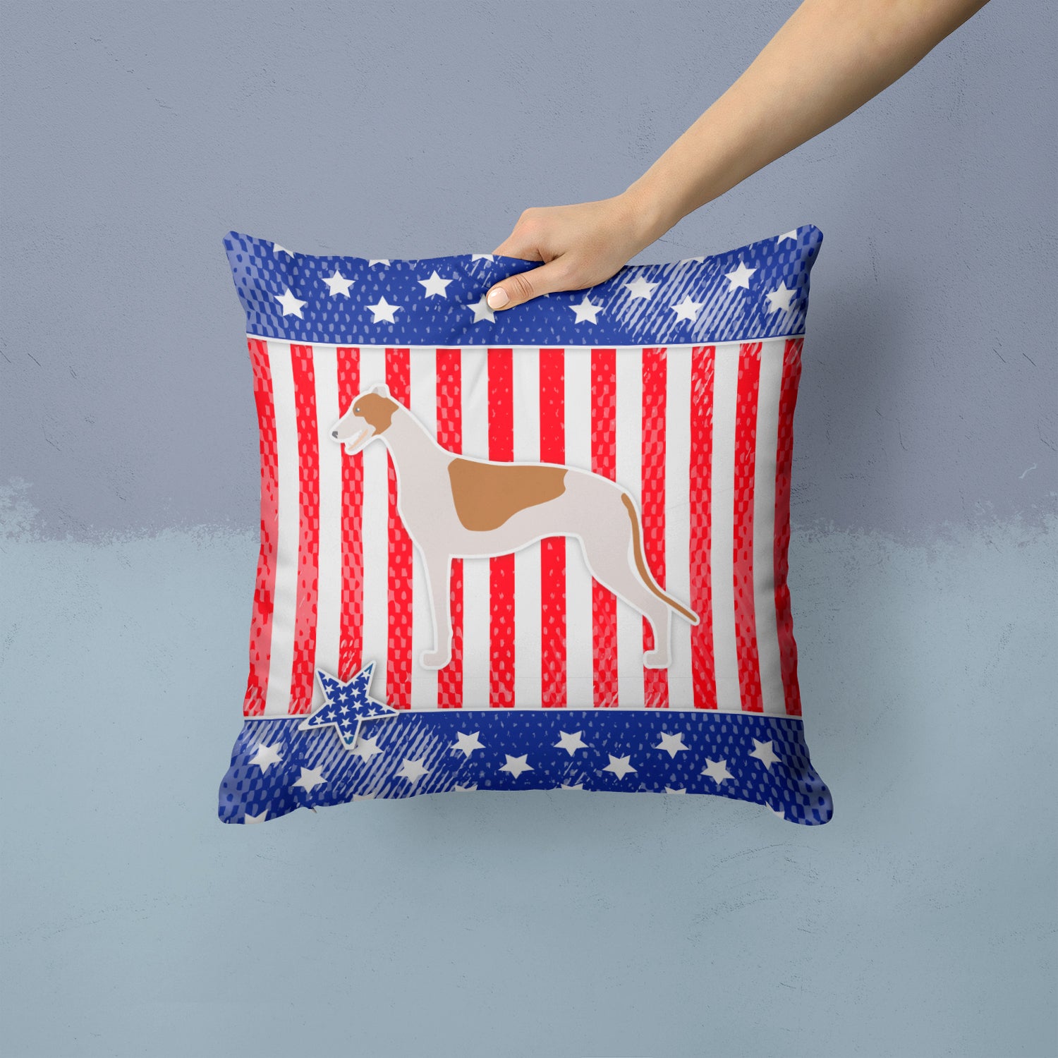 USA Patriotic Greyhound Fabric Decorative Pillow BB3305PW1414 - the-store.com