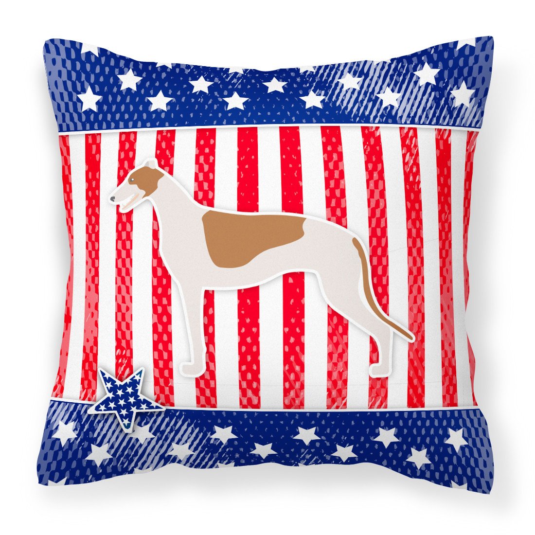 USA Patriotic Greyhound Fabric Decorative Pillow BB3305PW1818 by Caroline's Treasures