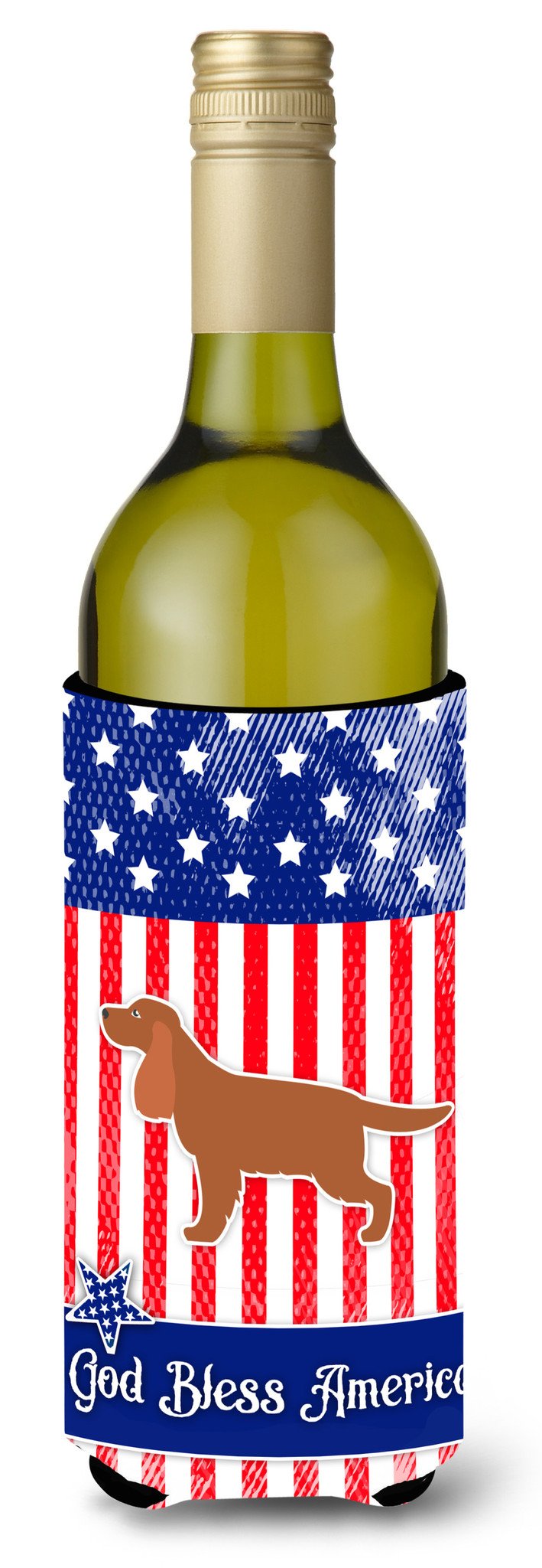 USA Patriotic English Cocker Spaniel Wine Bottle Beverge Insulator Hugger BB3312LITERK by Caroline's Treasures