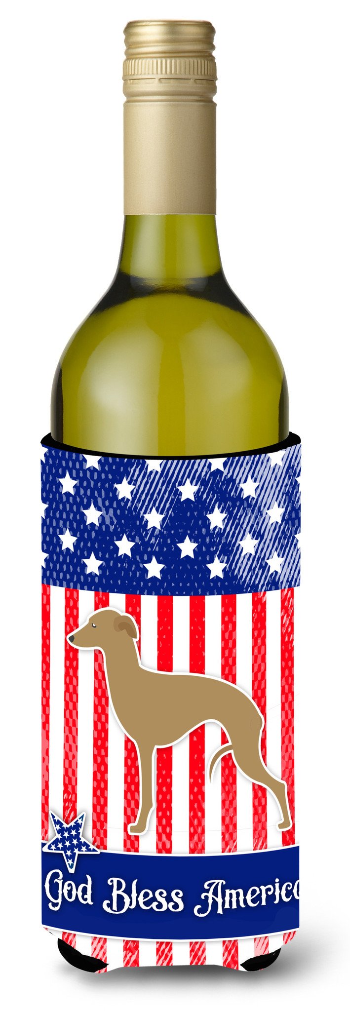 USA Patriotic Italian Greyhound Wine Bottle Beverge Insulator Hugger BB3314LITERK by Caroline's Treasures