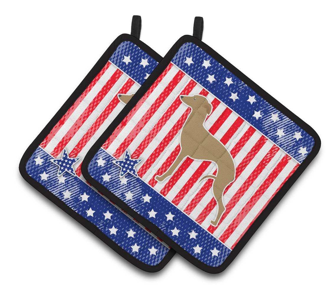 USA Patriotic Italian Greyhound Pair of Pot Holders BB3314PTHD by Caroline's Treasures