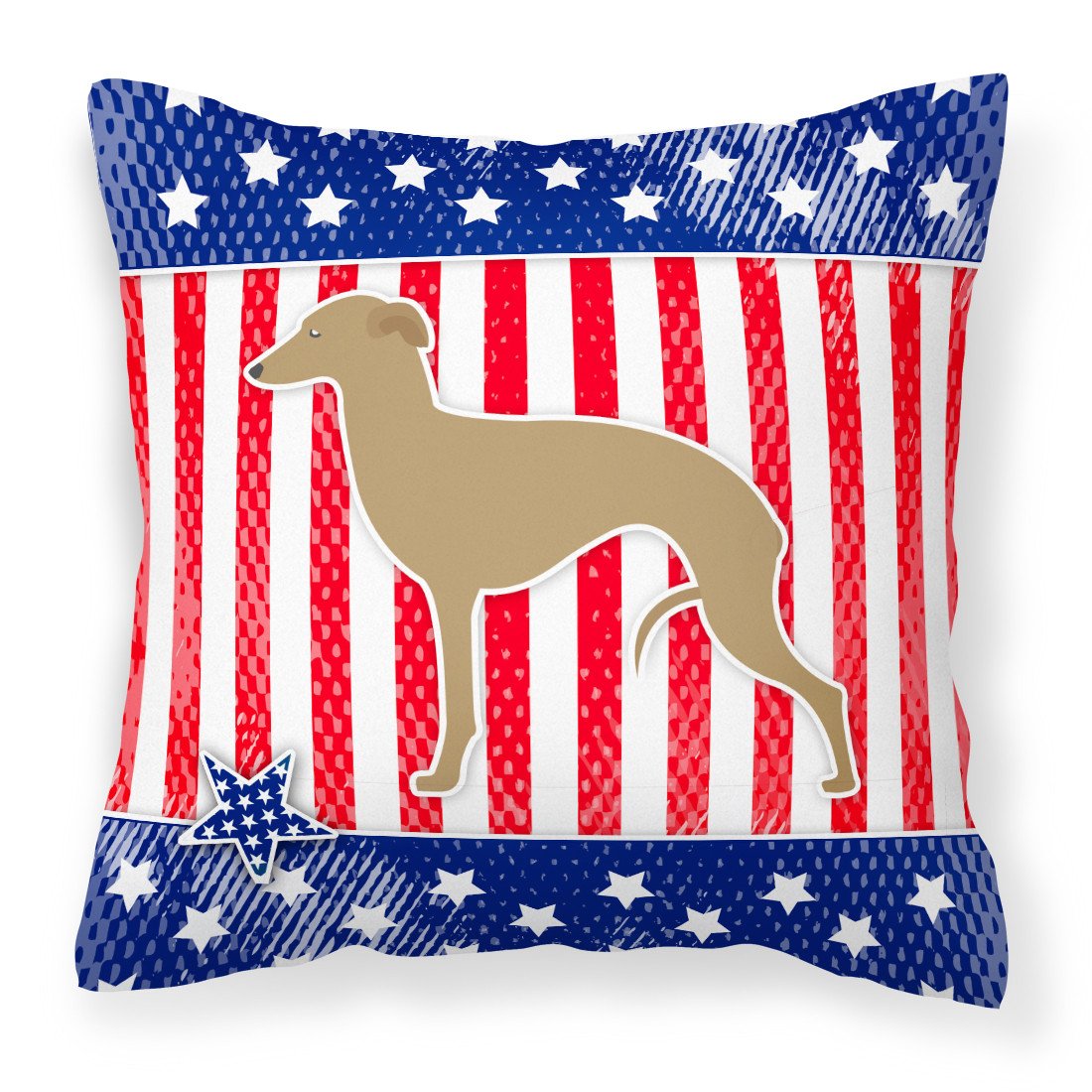USA Patriotic Italian Greyhound Fabric Decorative Pillow BB3314PW1818 by Caroline's Treasures