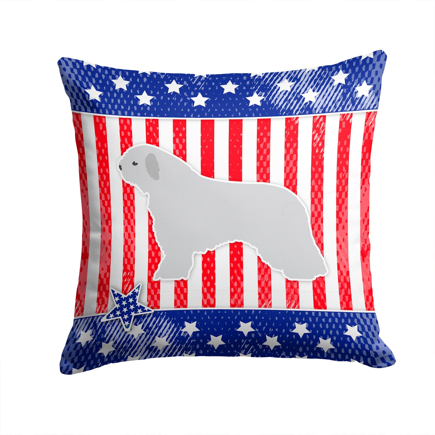 USA Patriotic Spanish Water Dog Fabric Decorative Pillow BB3315PW1414 - the-store.com