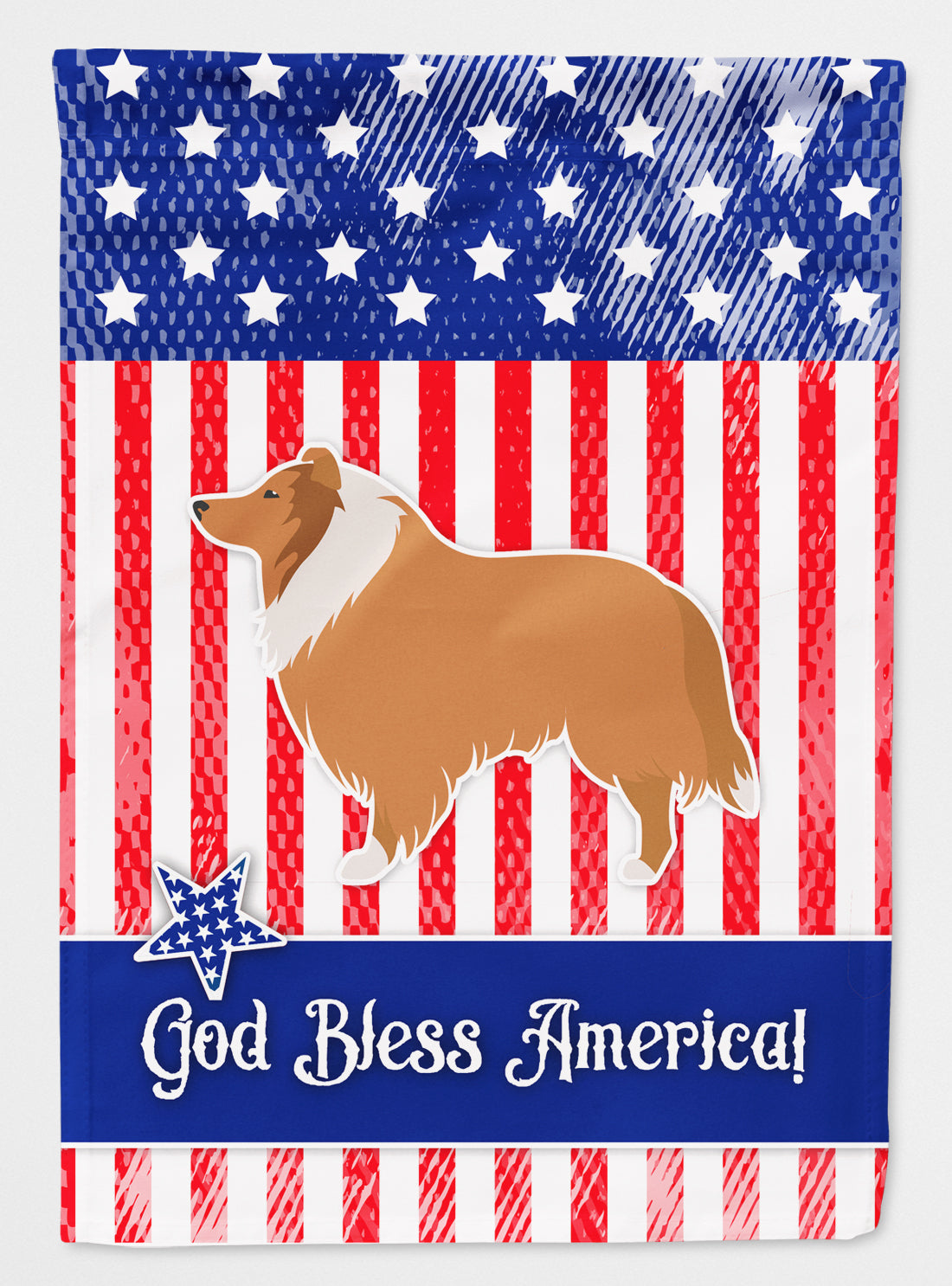 USA Patriotic Collie Flag Canvas House Size BB3316CHF
